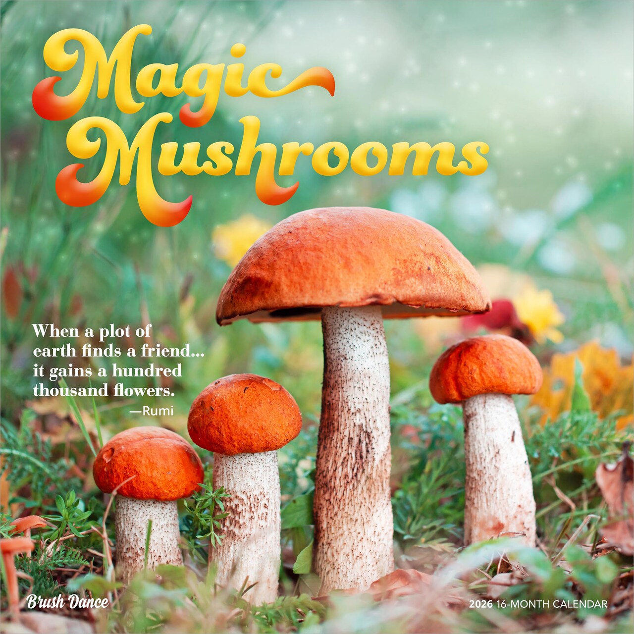 Magic Mushrooms | 2026 12 x 24 Inch (Hanging) Monthly Square Wall Calendar | Plastic-Free